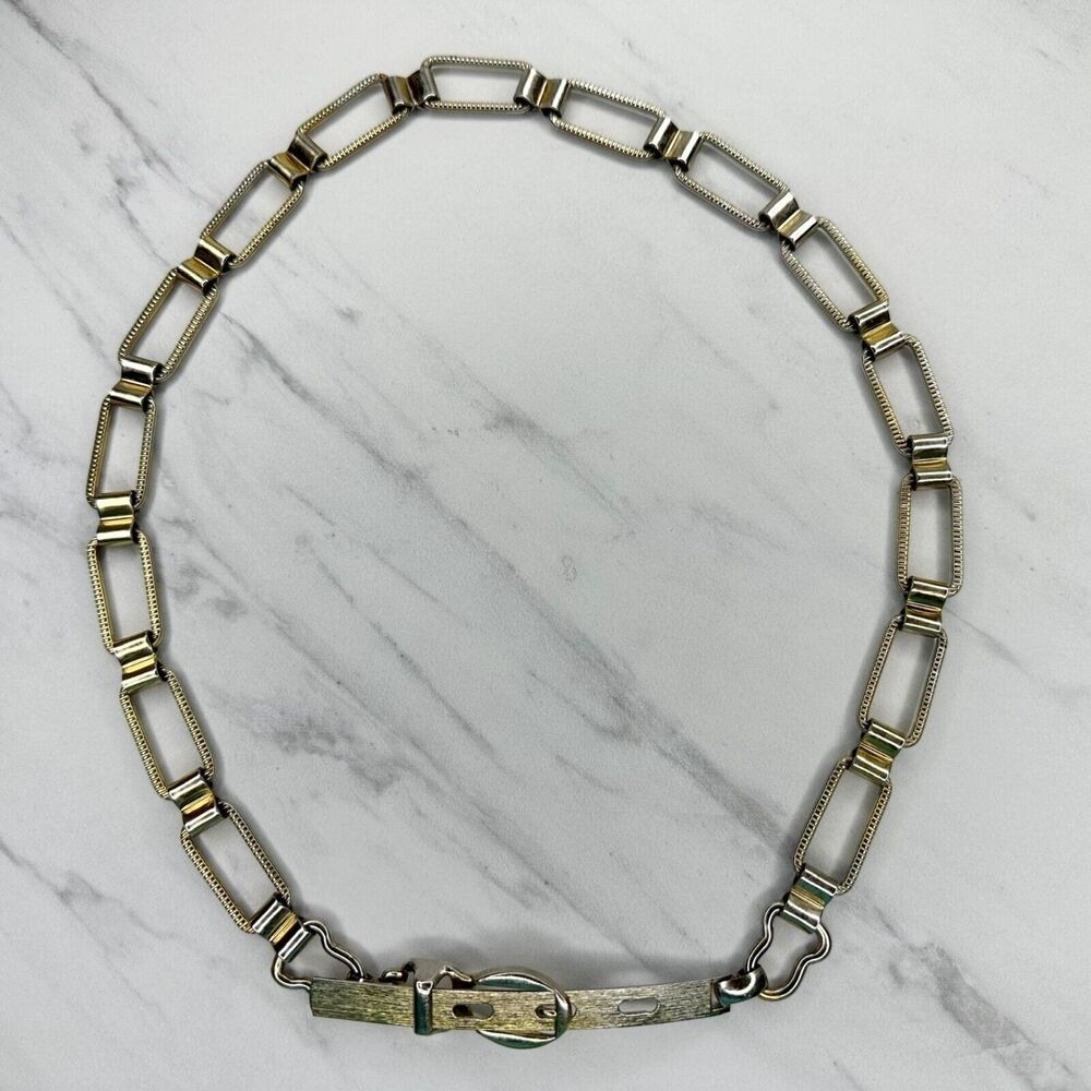 Vintage Textured Gold Tone Metal Chain Link Belt ✨